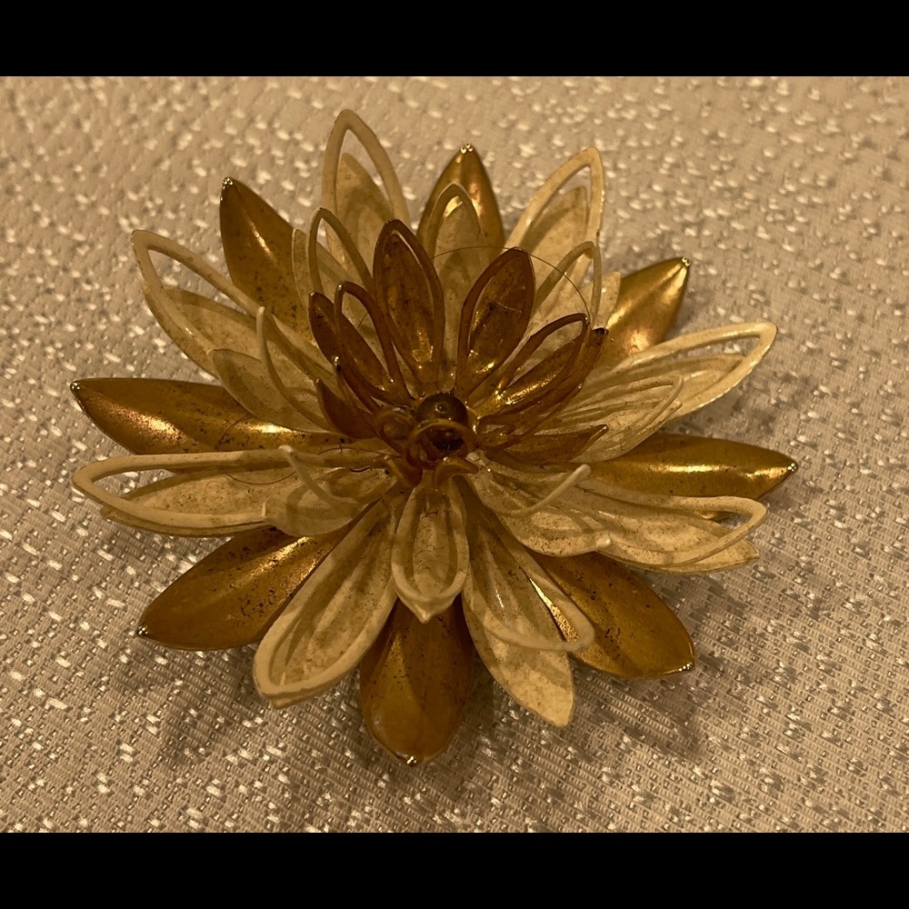 Gold and Cream Flower Pin